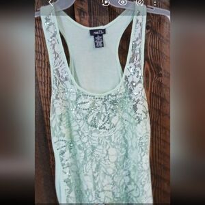 Rue21 Light Green Lace Sequin Tank Top